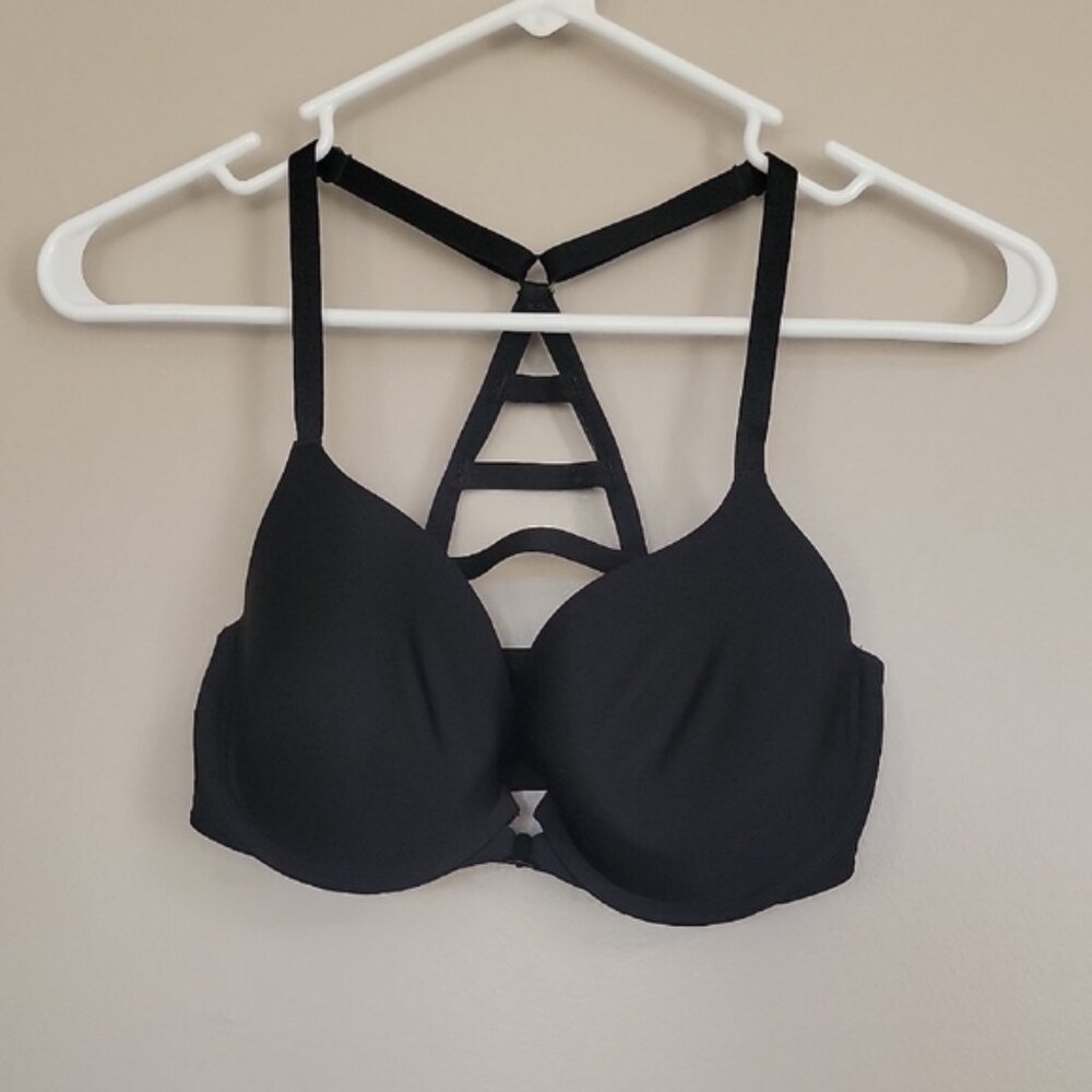 Victoria's Secret Black Ladder-Back Lightly Padded Underwire Bra Size 32DD